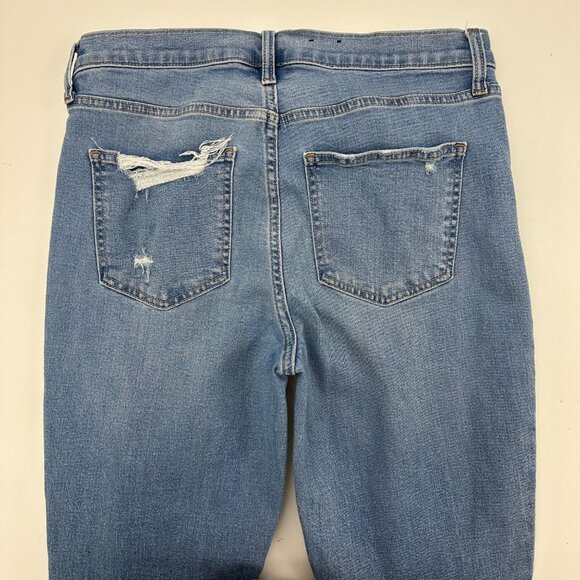 Gap Vintage Slim Mid Rise Raw Hem Distressed Women's size 10 Blue Denim jeans - Picture 5 of 5